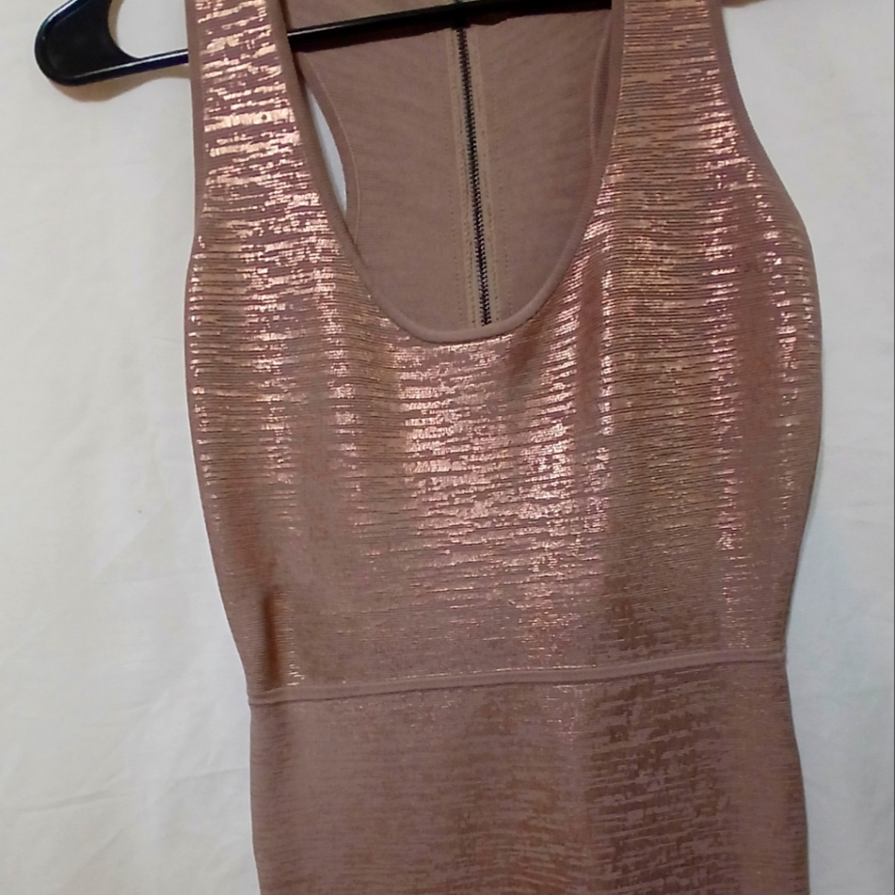 Like new BCBG Maxazria Gisela rose gold combo dress Size small